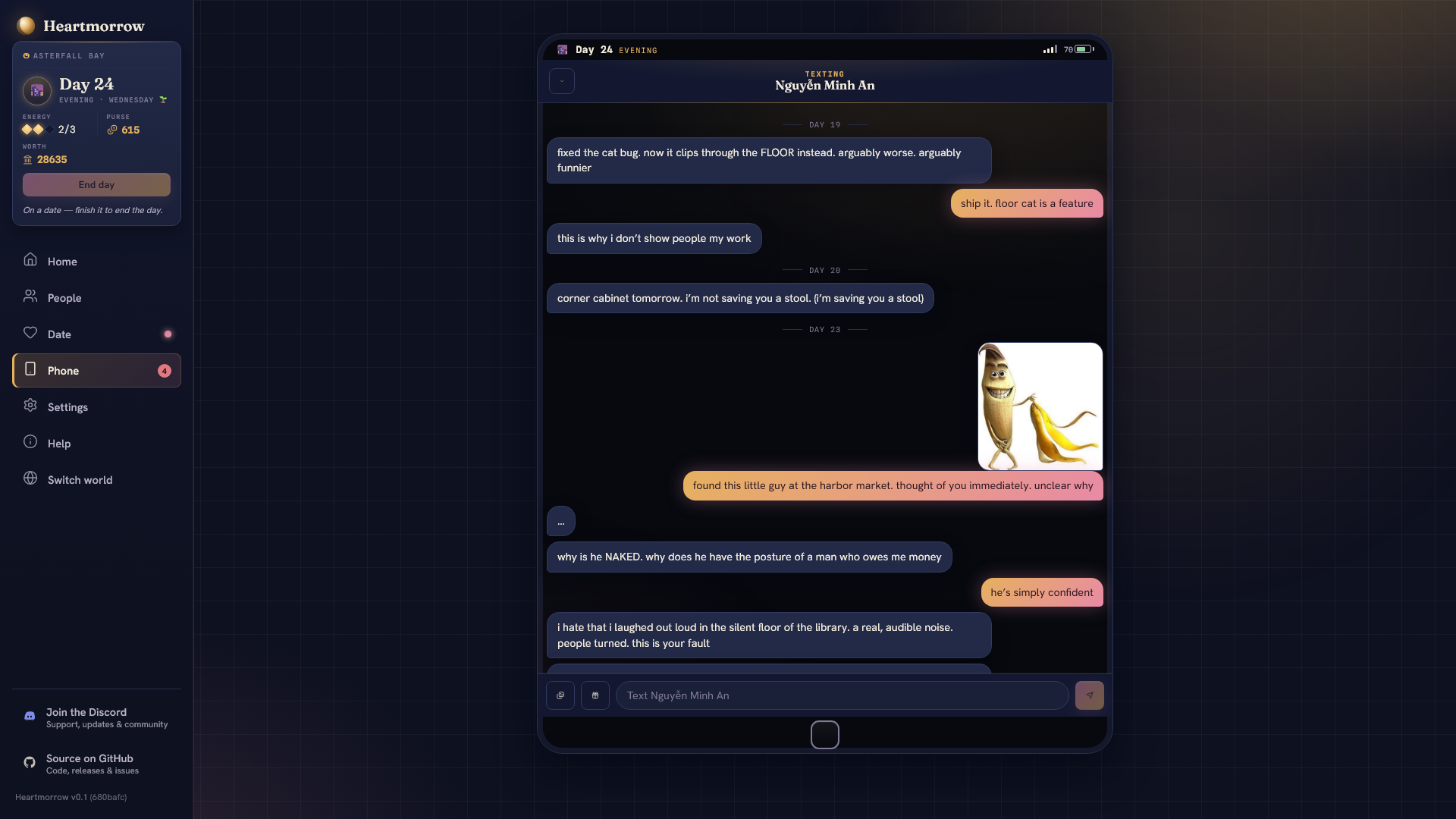 A text conversation with Minh An